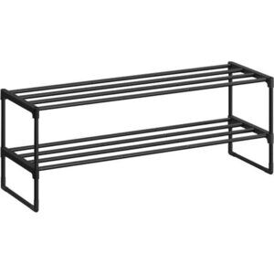 SONGMICS 2 Tier Stackable Shoe Rack Metal Shoe Organizer Entryway Storage